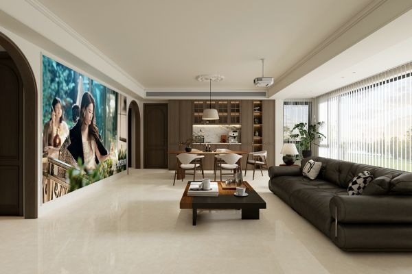 750x1500mm porcelain tile in stone pattern with beige and brown tones, natural texture